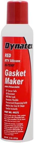 Dynatex RED HI-Temp RTV Silicone Gasket Maker - 8 OZ Automatic CAN (Pack of 12)