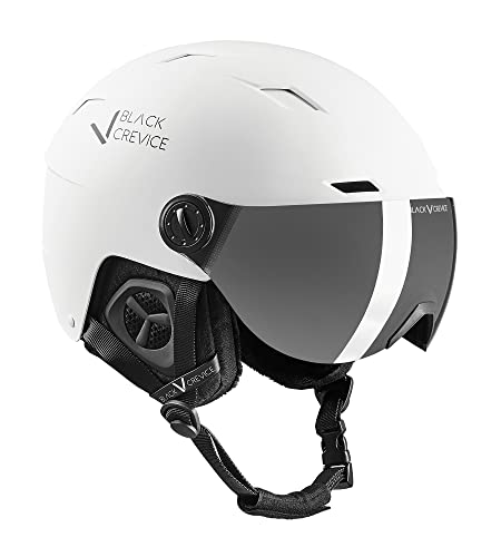 Black Crevice Casco da Sci con Visiera Kirchberg, Helmet Unisex-Adult, Bianco, 2 = L (58-61 cm)