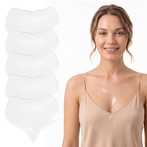 DASHUI 5 Stück Dekoltee Pads Antifalten Herzförmiges Dekollete Anti Falten Pad Falten Effektiv Reduzieren