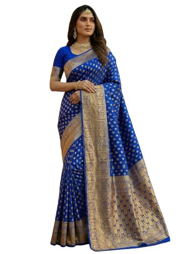 Image of C J Enterprise Women's Pure Soft Silk Saree With Blouse Piece For Wedding (Priya)
