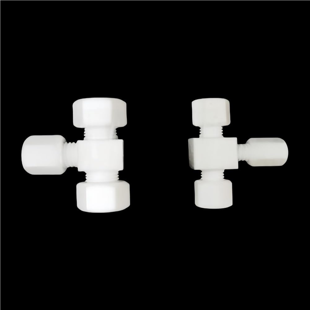 Rohrverbinder Weiße, alterungsbeständige T-förmige T-Verbindung, PTFE-Dreiwege-Kompressionsverschraubung, 1 Stück(35 * 35 * 35mm)