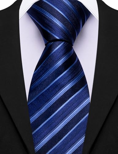 Image of Barry.Wang Mens 6 PCS Ties Silk Striped Paisley Check Floral Necktie Silky Woven Wedding Business Party Ties 3.34 inch
