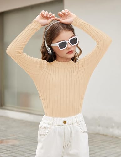 Image of Arshiner Girls Half Turtleneck Long Sleeve Knit Slim Sweater Pullover Tops