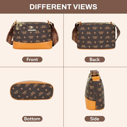 Image of Storite PU Leather Sling Bag, Crossbody Bag with Multi-Compartment for Women and Girls With Adjustable Shoulder Strap -(25x16x9 cm)