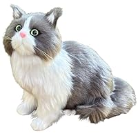 Realistic British Shorthair Cat Blue and White Plush Kitty – Lifelike Stuffed Animal Toy, Fluffy Kitten Figurine, Home Office Decor, Collectible Pet Replica, Kids Gift
