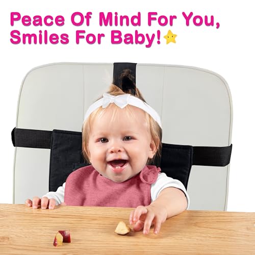 Image of Portable Baby Chair Strap - Travel Dining Seat Cover for Babies & Toddlers | Portable Baby Chair for Travel | Compact, Foldable Baby Seat Cover - Black