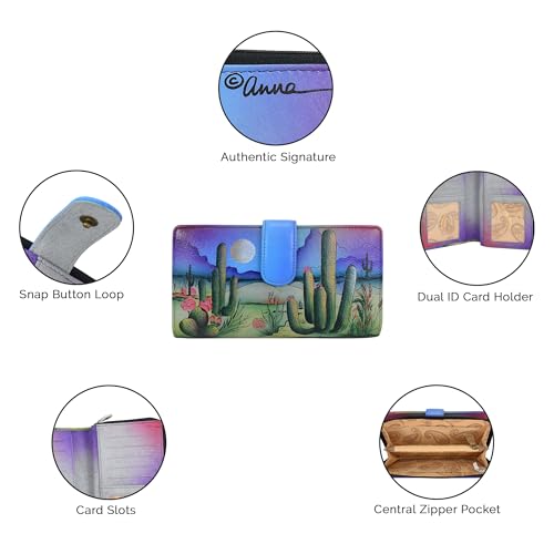 Anna by Anuschka Women's Original Hand-Painted Genuine Leather Two-Fold Wallet - Desert Moon4