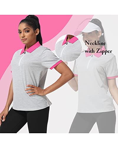Igeekwell Women Polo Shirts Printed Golf T Shirt Moisture Wicking Golf Shirts Tee Slim Fit Golf Apparel Athletic Printed Tennis Casual T-Shirts Grey M #TOP1