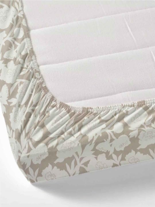 Image of 380 TC Premium Glace Cotton Elastic Fitted Bedsheet King Size with 2 Pillow Covers King Size | Double Bed with All Around Elastic (Gray Floral, Fitted - Double72x72)