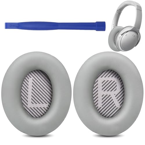 Almohadillas de Repuesto VLYX para Auriculares Bose QuietComfort 35 & QC35 II, Cojines de Piel Suave con Espuma Aislante y Barra de Pegamento (Gris)