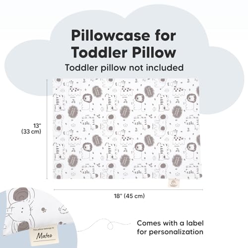 Image of KeaBabies Toddler Pillowcase 13x18 Organic Cotton Cover (KeaSafari) | Standard Toddler Pillowcase for Kids, Boys Girls, Soft, Durable Cotton Cover for Miniature Sleepy Pillow Cute Color No Pillow