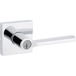 Chapa De Seguridad Con Huella Kwikset Lisbon - Palanca de puerta de entrada con llave SmartKey de seguridad en cromo pulido