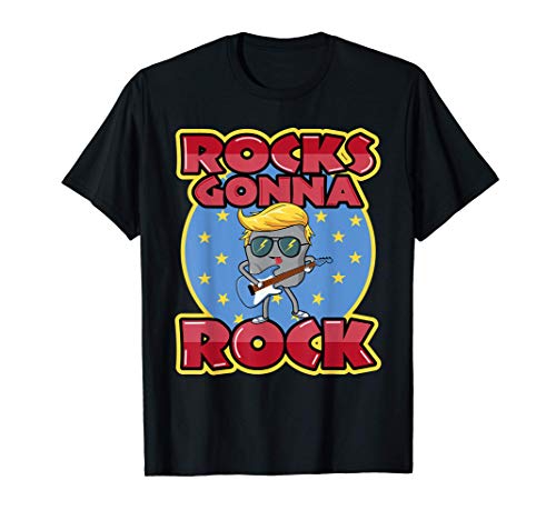 T-shirt Rocks Gonna Rock Funny Geology Guitar Pun, Preto, S