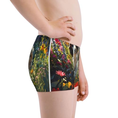 Boys' Cotton Boxer Brief Soft Underwear-Sunflower Field Spotted Dog2