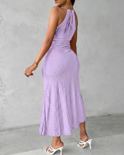 Image of CHICME Womens Summer Halter Dress Hollow Out A Line Vacation Dress
