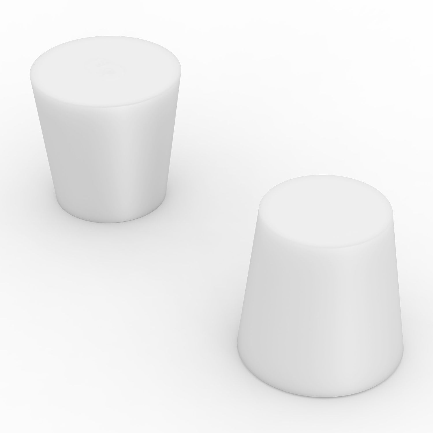 Labasics 10PK Tappi in Silicone Solido #5 - Dimensioni: Bottiglia 2,1 cm, Superiore 2,8 cm, Lunghezza 3,1 cm - Tappi Sigillanti Bianchi Conici per Laboratorio