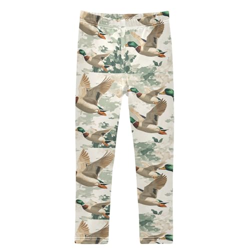 Vintage Mallard Ducks Girls Leggings Kids Yoga Pants Dance Active Tights 4T