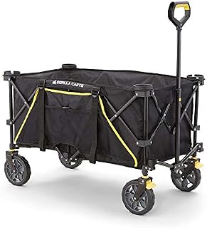 Gorilla Carts Utility Wagon with Oversized Bed, Canvas, Black