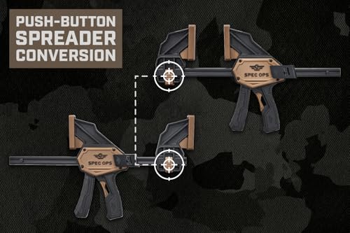 Image of Spec Ops Tools Bar Clamps for Woodworking, Medium and Large One-Handed Trigger Clamp and Spreader Set, Heavy Duty, Mixed Pack of 4