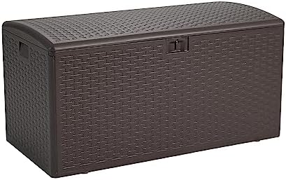 Amazon Basics Organization and Storage Outdoor 99 gallon Deck Box, Brown