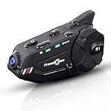 3T6B Motorcycle Bluetooth Helmet Camera Headset, R1Plus 1080P Wireless Communication Systems IP65 Wa