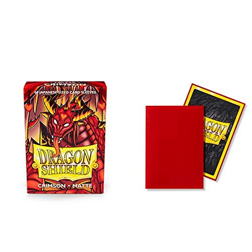 Image of 10 Packs Dragon Shield Matte Mini Japanese Crimson 60 ct Card Sleeves Display Case