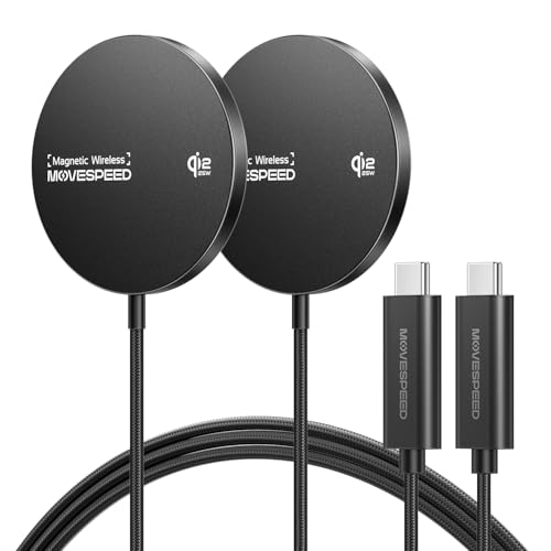 MOVESPEED Qi2.2 25W Magnetic Wireless Charger 2 Pack, MagSafe Fast Charging Pad, Compatible with iPhone 17/16/15/14/13/12 Series, AirPods Pro/4/3/2,Samsung Galaxy and More(Black)