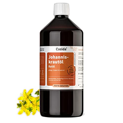 Casida® Aceite de hierba de San Juan – Aceite rojo calmante, calmante de hierba de San Juan para masajes y frotamientos (1000 ml)