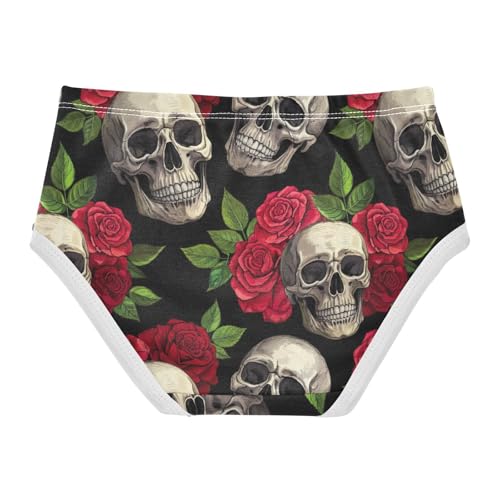 Joisal Skulls Red Vintage Roses Black Toddlers Underwear Floral 2t Cotton Little Girl Panties Stylish Kids Undies Briefs2