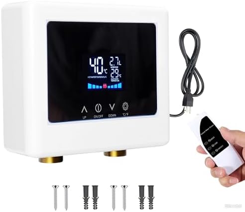 Aottop Electric Tankless Water Heater 110V 3000W - Instant Hot Water Under Sink with Remote Control & Digital Display, Portable Mini On Demand for RV, Kitchen, Bathroom