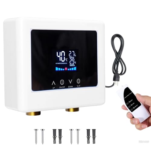 Image of Aottop Electric Tankless Water Heater 110V 3000W - Instant Hot Water Under Sink with Remote Control & Digital Display, Portable Mini On Demand for RV, Kitchen, Bathroom