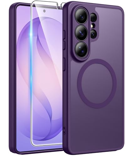 Image of FNTCASE for Samsung Galaxy S26-Ultra Case: [Fit for Magsafe] [Full Camera Protection] Translucent Matte Cases with [Screen Protector] Military Grade Shockproof Protective Phone Cover - Purple