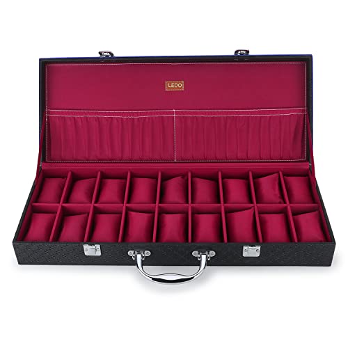 LEDO Men’s and Women’s Watch Box Holder Case In 18 Slots of Watches In Black color
