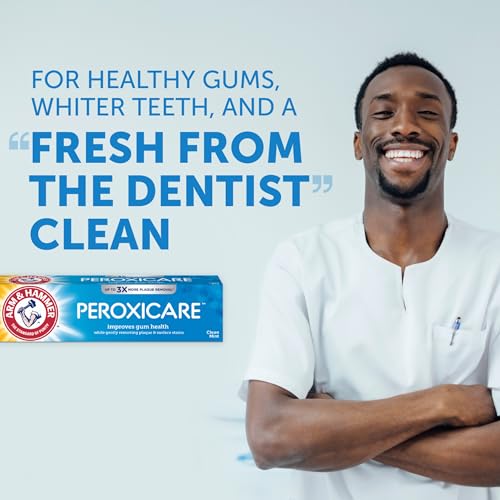 Image of ARM & Hammer Peroxicare Toothpaste for Gum Health, Baking Soda Toothpaste, Clean Mint, 6.0 oz (Pack of 4