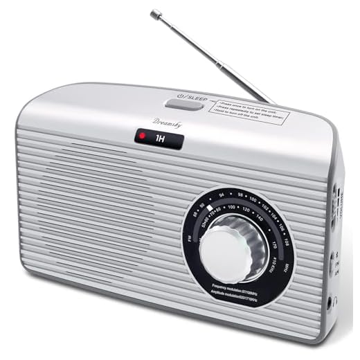 DreamSky Portable AM FM Radio with Sleep Timer & Bluetooth, Strong Reception, Clear Loud Sound, Easy to Use Large Dial, Plug in Wall or Battery Operated for Home & Outdoor, Small Gifts for Seniors