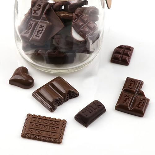 Calkkrer 60 Stück Künstliche Schokoladen, Simulation Schokolade, Resin Schokoladen Cabochons, Süßigkeiten Deko, Künstliche Süßigkeiten, Schokoladen Modell