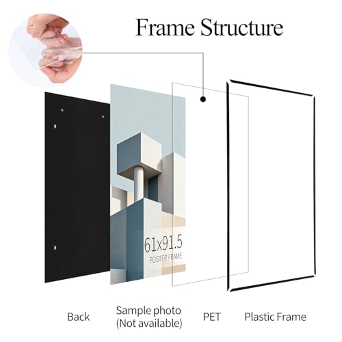RLAVBL Bilderrahmen 61x91,5 cm - Set mit 6 Stück, Elegante Schwarze Posterrahmen, Perfekt für Wanddekoration in Büros und Wohnungen