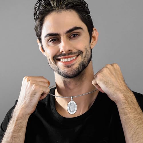Image of U7 Saint Michael Necklace for Men,Stainless Steel /18K Gold Plated St Michael Archangel /Saint Benedict /Saint Christopher Pendant Amulet Necklace for Men Women