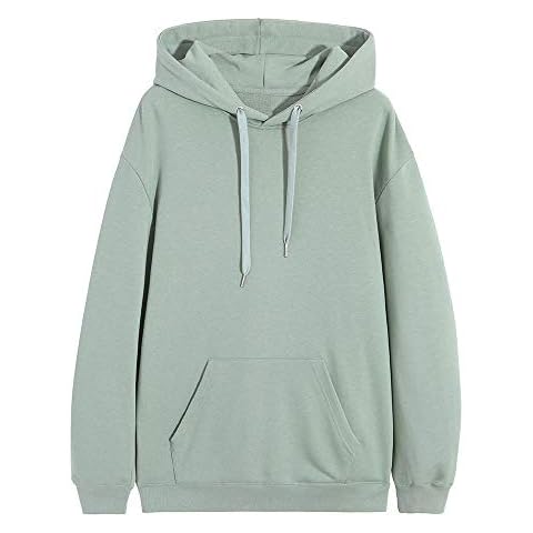 Mens Hoodie Hooded Sweatshirts Solid Top Casual Pullover with Front Kangaroo Pocket Green X-Small Cover