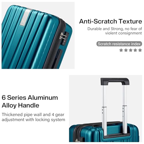 Image of Hanke 24 Inch Expandable Checked Luggage Lightweight PC Hard Case Luggage Suitcases with Wheels Tsa Luggage Rolling Large Suitcase Travel Luggage Bag for Go to University.(Caribbean Blue)