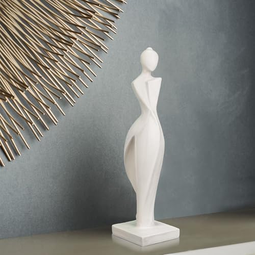Abstract Women Sculpture White Statues Lady Figurines for Modern Home Decor, Resin Art Sculpture, Perfect for Living Room, Bedroom, Bookshelf, Desktop Decor Gifts 13.11''H