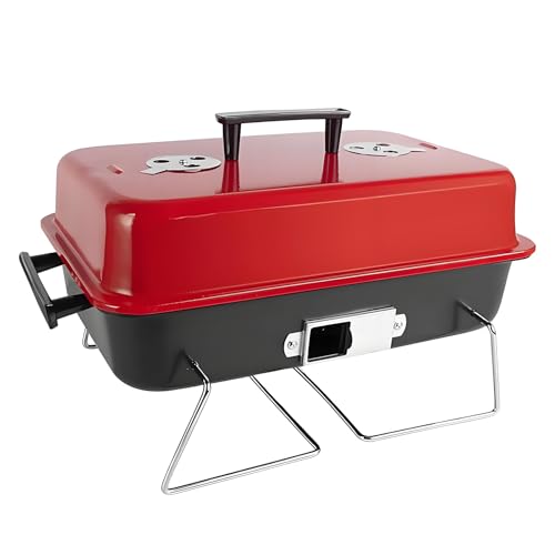 Veylenix Portable Charcoal Grill, Folding Tabletop Barbecue Smoker with Lid, Small BBQ Grill for Outdoor Cooking Backyard Camping Picnics