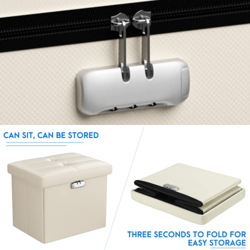 Tamfile Storage Ottoman With Lock, Fireproof Safe Folding Storage Ottomanfor Documents, Waterproof Foot Rest Stool, Stable Short Ottoman Stool, Ottoman Foot Rest With Storage For Living Room #TOP7