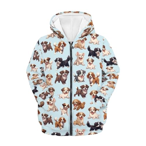 Boys Girls Hoodie Full Zip Drop Shoulder Soft Hooded Jacket Long Sleeve Child Sweatshirts 6-14 Years