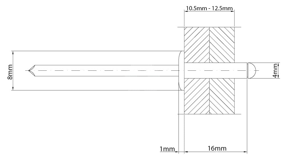 4mm x 16mm Copper Blind Pop Rivet Dome Head Steel Shaft ISO 15977 (Pack of 20) E5B - Image 2