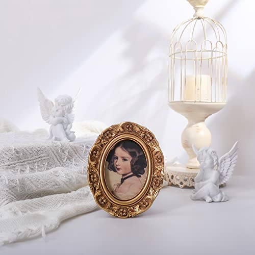 Vinlife Oval Picture Frames Vintage Gold Frame Mini Picture Frames 2.5X3.5 Small Vingate Picture Frames Gallery Wall Frames Ornate Frames Antique Picture Frames thumb #1