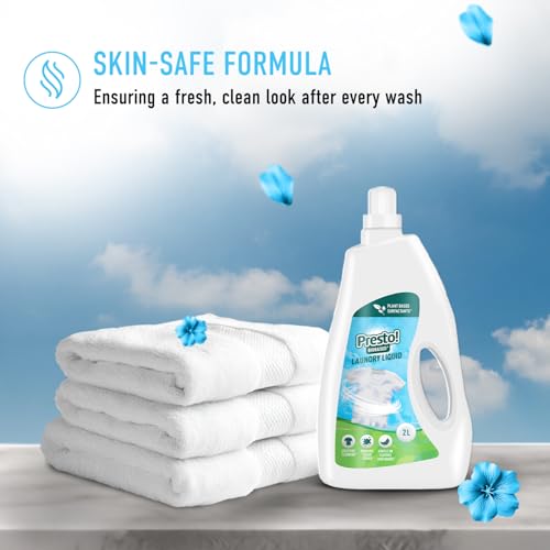 Image of Amazon Brand - Presto! Plant Powered Laundry Liquid | 2 Litres | Eco-Friendly, Skin-Safe & Effective Cleaning | Gentle on Fabrics | Made in India
