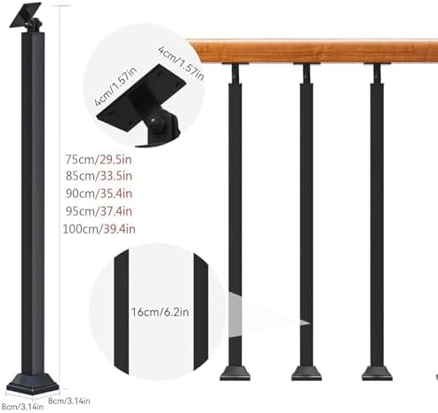 Adjustable Railing Post Kit for Stair Balusters - 270° Bracket, Durable & Stylish for Steps, Porches, Balconies - Perfect for Home Safety & Modern Design