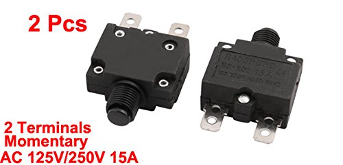 Sourcingmap 2Pcs HS-R01 AC 125V/250V 15A 50/60Hz Momentary Press Button Switch Black 2 Terminals - Image 2