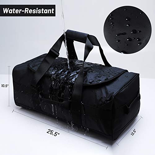 60L Large Gym Duffle Bag for Men Travel Weekender Duffel Backpack Bags with Detachable Back Pack Straps for Traveling Overnight Camping Climb Sports, Heavy Duty and Water Resistant (Black)